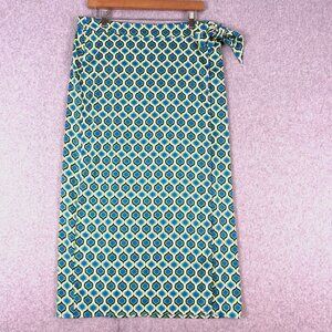 Joie Maxi Skirt Women’s Large Green Blue Geometric Print Wrap Style Boho Chic